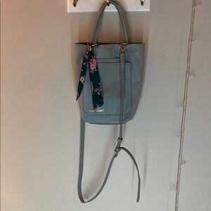 Steve Madden blue Gray Crossbody Bag with Floral Accent and removable strap